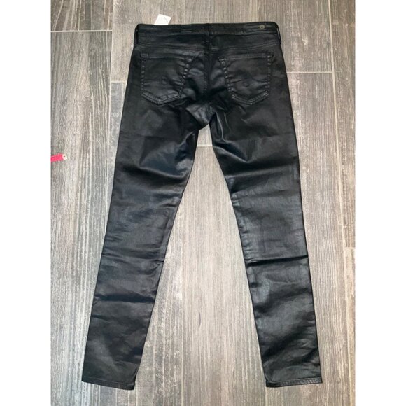 AG Black Leatherette Legging Ankle Super Skinny Jeans Size 28 - Picture 4 of 5